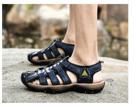 Sandalias de piel auténtica para hombre, zapatos informales para la playa, calzado deportivo antideslizante para exteriores, zapatos romanos de talla grande 38-48 - details 25