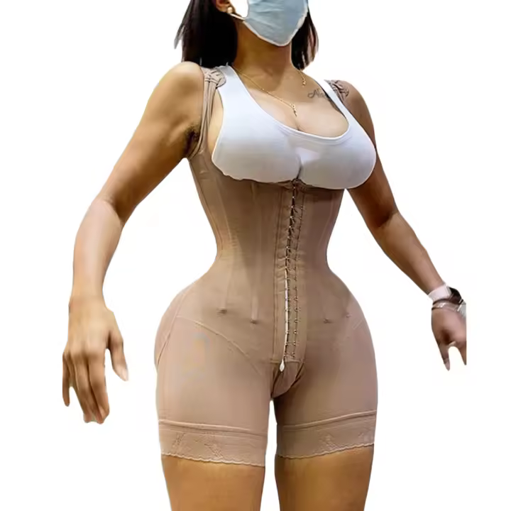 Body de Alta Compresión para Mujer, Faja con Cierre de Ojos, Control de Barriga, Recortador de Muslos, Body Shaper, Original Colombiano - 1