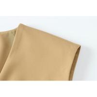 BUNO-Conjunto de 2 piezas con bolsillos para mujer, pantalones con cuello en V, sin mangas, chaleco de una sola botonadura, con cremallera, a la moda, verano, 2025 - details 7