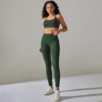 Conjunto de dos piezas para mujer, leggings de gimnasio de cintura alta, top corto, tres tops de Fiess, ropa deportiva con lavado ácido - details 11