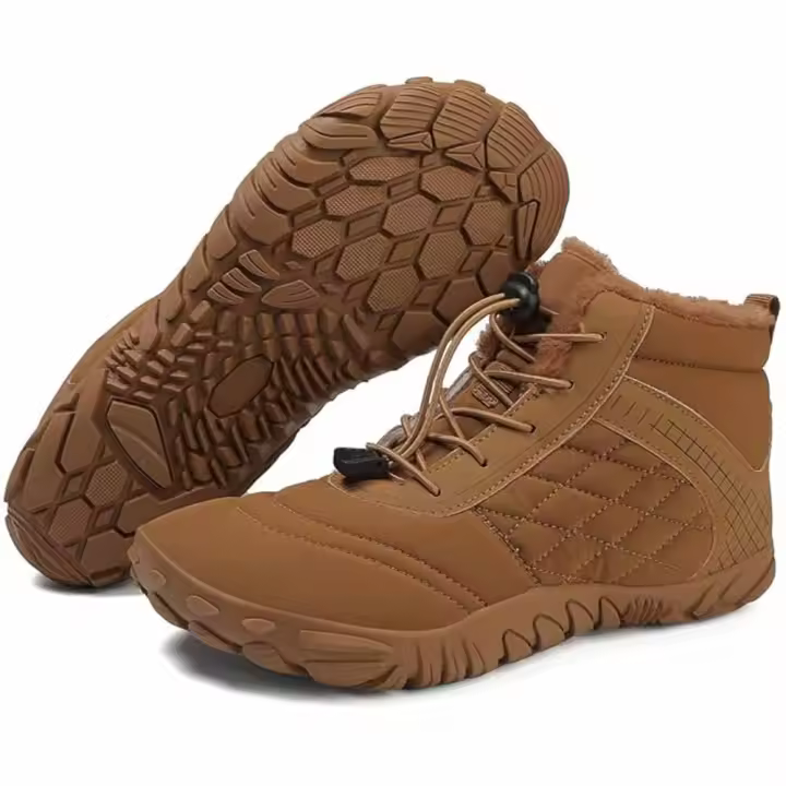Botas de nieve de invierno para hombres y mujeres, zapatos descalzos forrados de piel cálida, repelente al agua, caja de punta ancha, botines ligeros para exteriores - 1