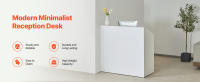 SucceBuy Mostrador de recepción de 46,46 pulgadas, mesa de mostrador frontal rectangular, mostrador de caja de oficina y venta al por menor, para vestíbulo, salón de belleza, blanco - details 0