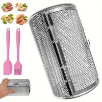 Cesta Giratoria 360° para Asar y Freír con Parrilla de Barbacoa Acero Inoxidable, Puerta Móvil con Cepillo y Espátula - details 2