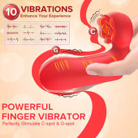 Vibrador de dedo juguete sexual para adultos para mujeres, consolador vibrador de punto G con funda de dedo flexible 2 en 1 con motor dual 10 vibrador, juguete sexual de estimulación del clítoris del pezón anal para parejas femeninas y masculinas - details 2