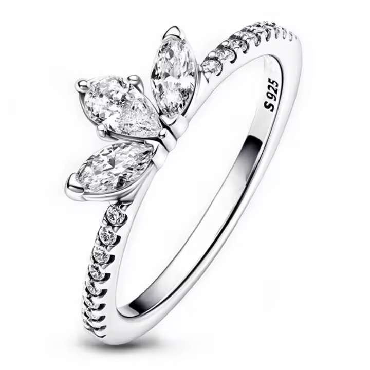 Anillo de plata de moda con diamantes de pentagrama y copo de nieve navideño, regalo del Día de la madre - 1
