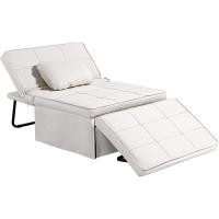 Sofá cama 3 en 1 individual tapizado en lino, sillón reclinable en 5 posiciones, silla de dormir convertible, reposapiés con reposacabezas para salón, carga 200 kg, 95x189x43 cm, gris - details 17