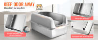 SucceBuy XL Caja de arena para gatos de acero inoxidable, 6 pulgadas de profundidad, sin olores, con estribo filtrante, pala y lados altos, fácil de limpiar, ideal para gatos grandes, capacidad de 30 litros - details 4