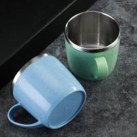 Tazas de acero inoxidable de doble capa con mango de plástico, taza de leche, café, antiquemaduras, inastillable, taza para beber leche, 201-300ml, nuevo - details 6