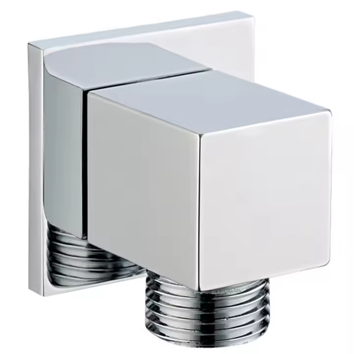 Conector de manguera de ducha G1/2 pulgadas, accesorios cuadrados para baño, cuerpo de latón, soporte de conector de pared para manguera de ducha-plateado - 1
