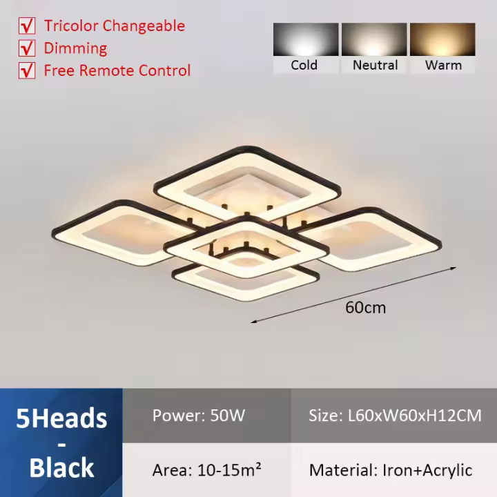 LEFAN-luces LED para habitación, lámparas de techo modernas para sala de estar, dormitorio, Hotel, oficina, Rectangular, regulable, 90CM - 1