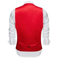 Chaleco de satén de seda sólida para hombre, chaqueta Formal sin mangas, color rojo liso, Tops informales para bodas y negocios, de diseñador, - details 25