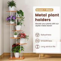 8 Niveles 131cm Estante para Plantas de Madera y Metal Estante de Esquina para Múltiples Macetas Soporte para Plantas Interior Adecuado para Exterior, Balcón, Sala, Oficina, Negro - details 21