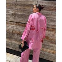 Nuevo conjunto bordado de manga larga, elegante conjunto de camisa de dos piezas con botones y cómodo. - details 7