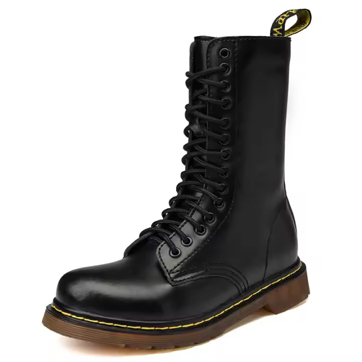 Botas De Cuero Para Hombre, Botas De Trabajo De Caña Alta Transpirables Y Resistentes Al Desgaste, Impermeables Y Cálidas - 1