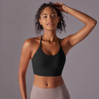 Hamidou Top deportivo para mujer, chaleco Yuga colgante con cuello, decoración triangular, Top deportivo con espalda bonita, Top corto a prueba de golpes para reunión - details 30