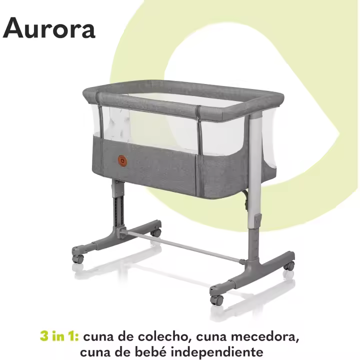 rora Cuna 3 en 1 hasta 9 kg, Cuna de colecho, Cuna Mecedora, Ajuste de Altura e inclinación del colchón, 4 Ruedas con Freno, Colchón Ergonómico, Bolsa - 1