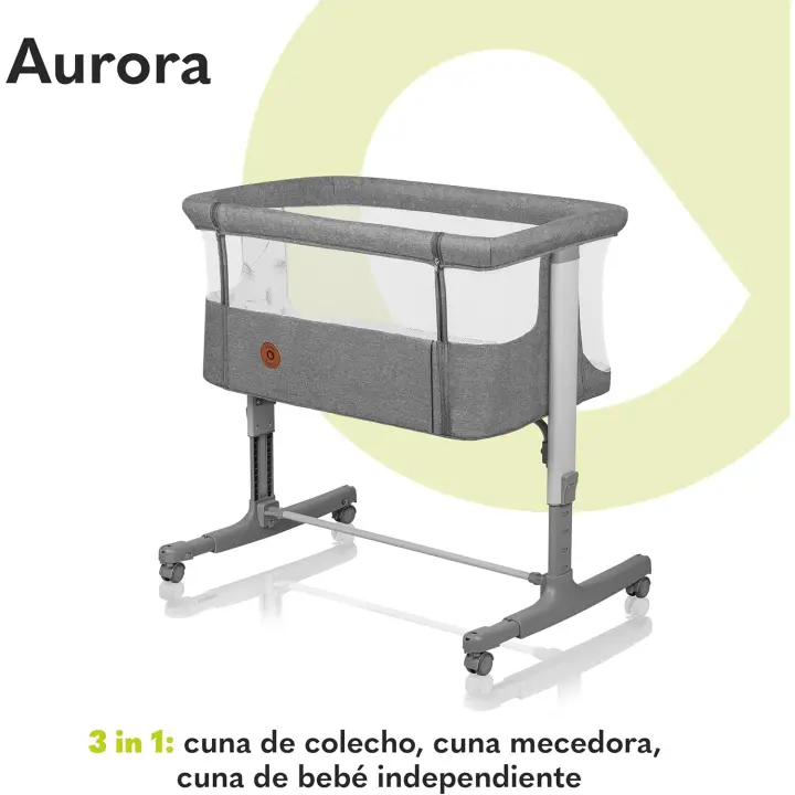 Cuna Rora 3 en 1 hasta 9kg Cuna de Colecho, Cuna Mecedora, Ajuste de Altura e Inclinación, 4 Ruedas con Freno, Cuna Ergonómica, Bolsa - 1