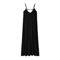 Vestido largo con tirantes para mujer, accesorios de pecho de color liso primavera y verano, ropa casual para mujer - details 4