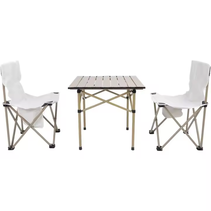 Mesa de campamento, conjunto de equipo, mesa cuadrada de aluminio plegable con rodillo para huevos, para caminar al aire libre y acampar al aire libre. - 1