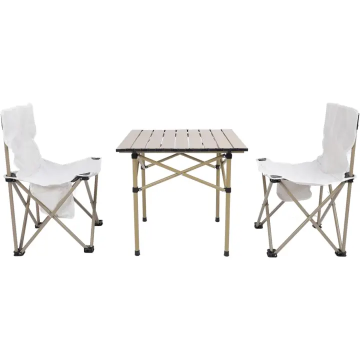 Mesa de campamento, conjunto de equipo, mesa cuadrada de aluminio plegable con rodillo para huevos, para caminar al aire libre y acampar al aire libre. - 1