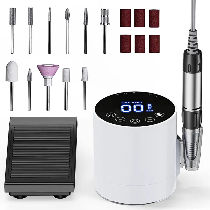 Máquina de Perforación de Uñas Eléctrica Profesional Kit de 11 Herramientas para Manicura, Pedicura, Pulido Ideal para Uñas de Gel Acrílico - 1