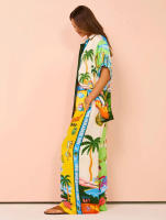 Conjunto informal de pantalones de pierna ancha con bolsillo y cintura elástica estampada para mujer, nueva moda 2025 - details 4