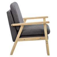 Sillón de lino, sillón, sofá individual, silla de lectura de relajación de madera, cojín trasero de asiento grueso para sala de estar, dormitorio, gris oscuro - details 2