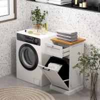 Armario para ropa sucia, cesto de madera para ropa sucia con 1 cajón, armario de suelo con cesta extraíble de lavandería, para baño, lavandería, 40x37x82cm - details 1