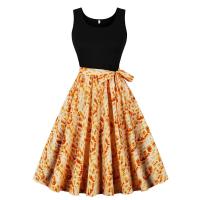 Chaleco retro de verano para mujer, sin mangas, negro, con estampado ortográfico, mono. - details 4