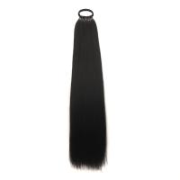 Extensiones de cola de caballo sintéticas esponjosas, suaves con banda elástica, postizo largo Yaki liso, bricolaje, colas de caballo postizas de 24 pulgadas, uso diario - details 15