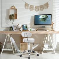 Ruedas Respaldo Altura Ajustable 46-60cm 360º Asiento 10 cm Blanco - details 3