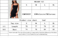 Vestido casual de mujer con tirantes de cintura alta y falda corta delgada - details 0