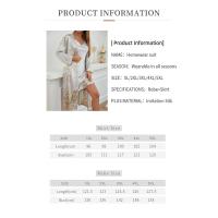 Ropa de estar por casa sencilla para las cuatro estaciones para mujer, camisón con cordones, conjunto de dos piezas, ropa exterior fina, conjunto de pijama medio y largo - details 0