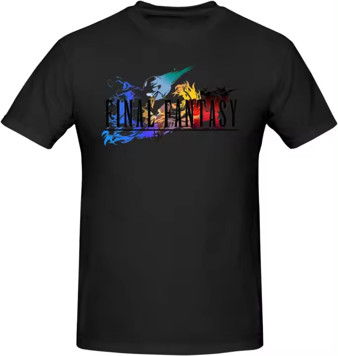 Camiseta de Final Anime Fantasy para hombre, camisa de manga corta de algodón con cuello redondo, color negro, Verano - 1