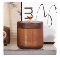 Ceniceros de madera de nogal con tapa, bandeja de viento cubierta con acero inoxidable, bandeja de ceniza para interiores y exteriores para el hogar y la sala de estar - details 3