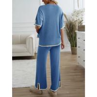 Ropa de mujer de moda 2025 primavera y verano temperamento casual de manga corta conjunto de pantalones de punto - details 26