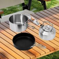 Juego de utensilios de cocina, olla para acampar, equipo de cocina al aire libre, mango plegable portátil - details 3