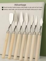 Paleta de Pintura al Óleo Set de 7 Herramientas de Artista Cuchillos de Paleta de Plástico con Mango de Madera Cuchillo de Acero Inoxidable Elástico Ideal para Pintar con Aceite Herramientas de Arte para Niños - details 2