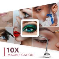 Espejo maquillaje con luz con Aumento de 10x/5x, potente Ventosa, Rotación de 360 ° para Baño y Viaje - details 1