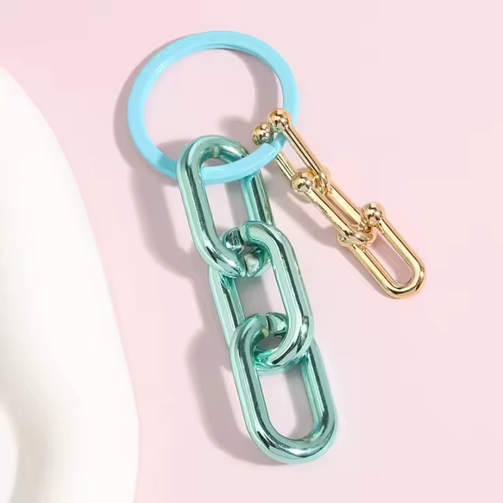 Llavero de cadena de acrílico colorido, hecho a mano para mujeres y hombres - 1
