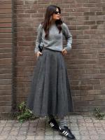 Blazer de lana sintética texturizada para mujer, traje con solapa, chaqueta ajustada con una hilera de botones, falda tipo capa plisada de cintura alta, conjunto elegante de invierno - details 8