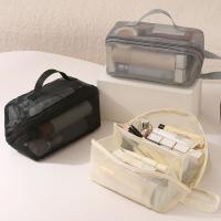 Bolsas de cosméticos de malla con cremallera, bolsa de maquillaje de perspectiva de gran capacidad de 1/2/3 capas, bolsa de lavado multifuncional, bolsa de almacenamiento de doble capa - details 6