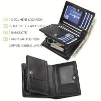 Baellerry-cartera corta de cuero PU con cremallera para hombre, monedero Vintage de gran capacidad, tarjetero - details 5