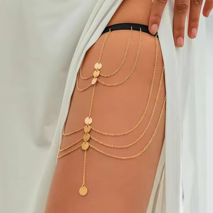 Joyería de Cuerpo de Estrellas de Secuencia de Cinturón de Pierna de Multilayer Elástico Boho - 1