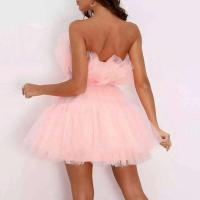 Moda dulce lindo negro/rosa fuerte princesa de malla para mujer vestido de fiesta elegante tutú trajes de cumpleaños vestidos con dobladillo oscilante - details 8