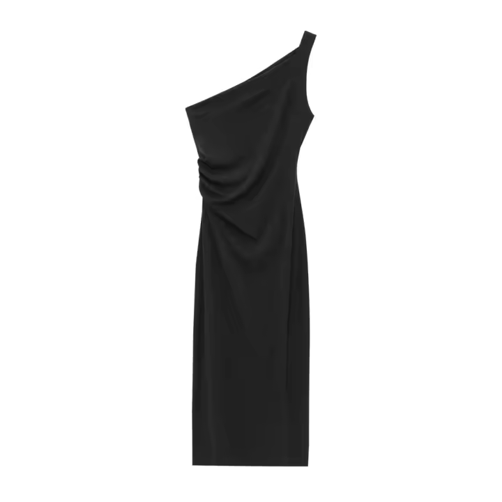 Vestido largo asimétrico sin mangas 2025 con temperamento, nuevo de verano, color sólido para mujer - 1