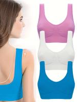 Sujetadores Deportivos Inalámbricos, 3 piezas, Sujetador De Tanque Elástico Cómodo Y Transpirable, Lencería Y Ropa Interior Para mujer - details 5