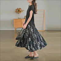 Lucyever-faldas largas con estampado Vintage para mujer, faldas plisadas de línea a que combinan con todo, elásticas, de media pantorrilla, de verano - details 6