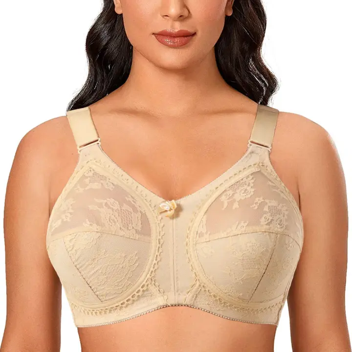 Sujetador de encaje Sexy para mujer, minimizador de realce de figura completa, sujetador de pecho grande inalámbrico de talla grande 36 38 40 42 44 46 48 50 B C D E - 1
