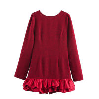Vestido largo elegante con mangas grandes, tejido elástico fino, moda de primavera con dobladillo elegante para mujer - details 1